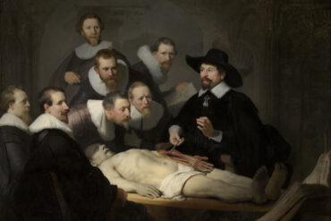 Rembrandt Harmensz van Rijn, "De anatomische les van Dr. Nicolaes Tulp", 1632 (collectie Mauritshuis, Den Haag).