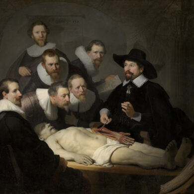 Rembrandt Harmensz van Rijn, "De anatomische les van Dr. Nicolaes Tulp", 1632 (collectie Mauritshuis, Den Haag).