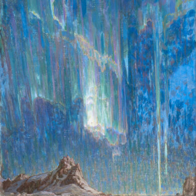 Anna Boberg (1864-1935), "Northern Lights, Study from North-Norway", olieverf op doek, 97 x 75 cm (collectie Nationalmuseum, Oslo). 